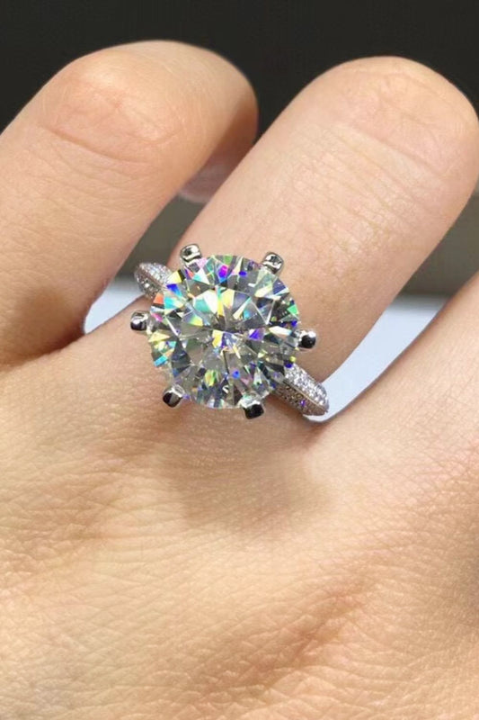 5 Carat Moissanite 6-Prong Ring in Silver - women's ring
