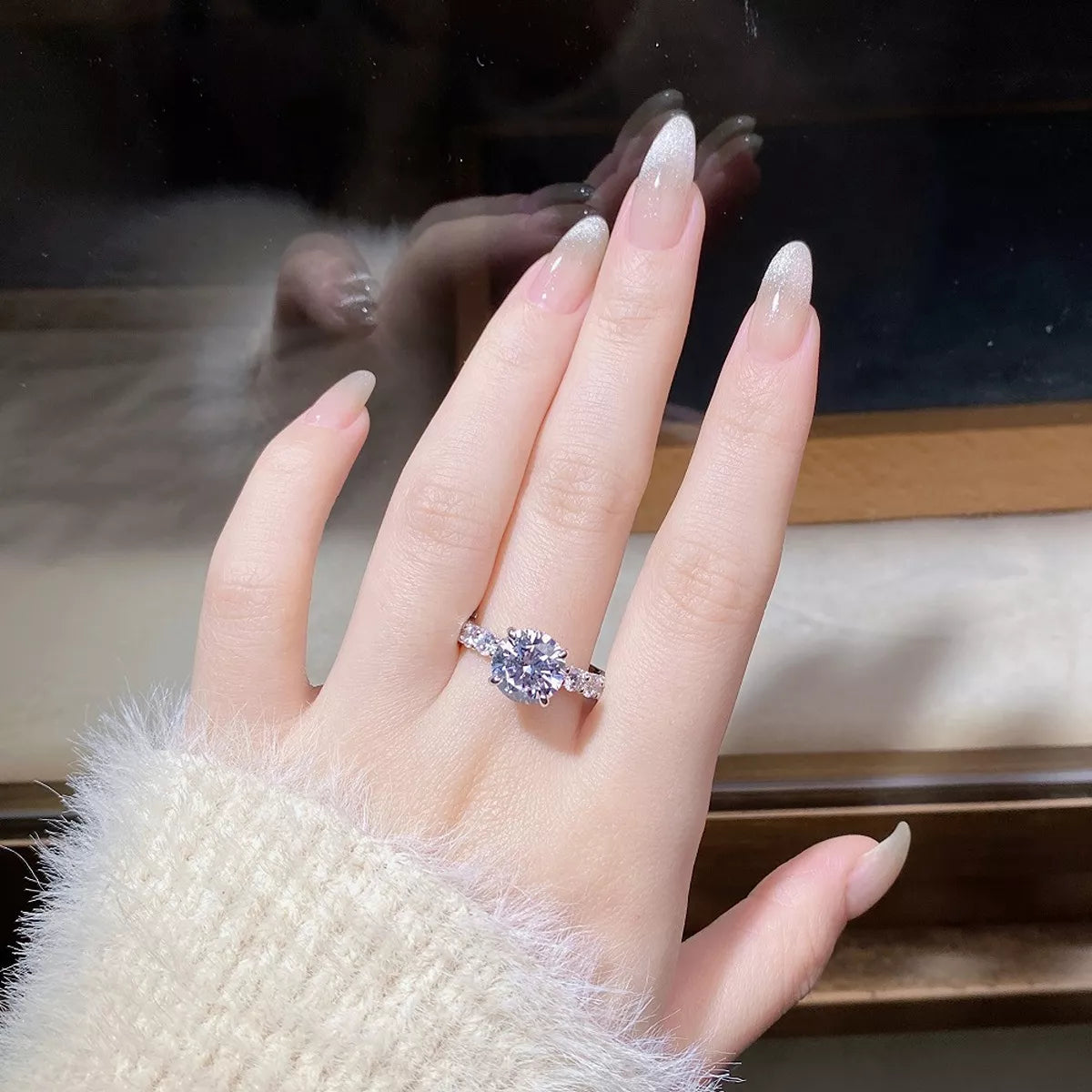 3 Carat Sterling Silver Moissanite Ring in Silver - women's ring