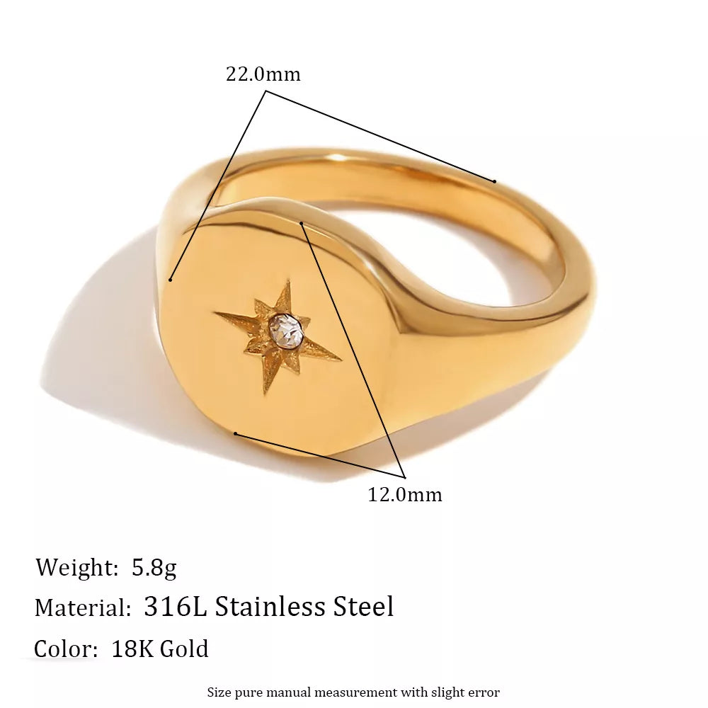 Minimalist North Star Signet Ring - alternate ring view
