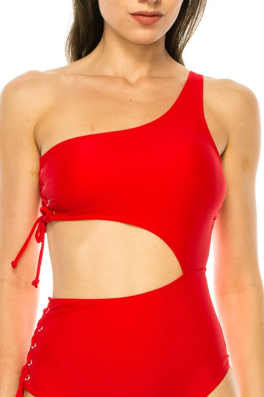 Strapped Grommet Cutout One Piece