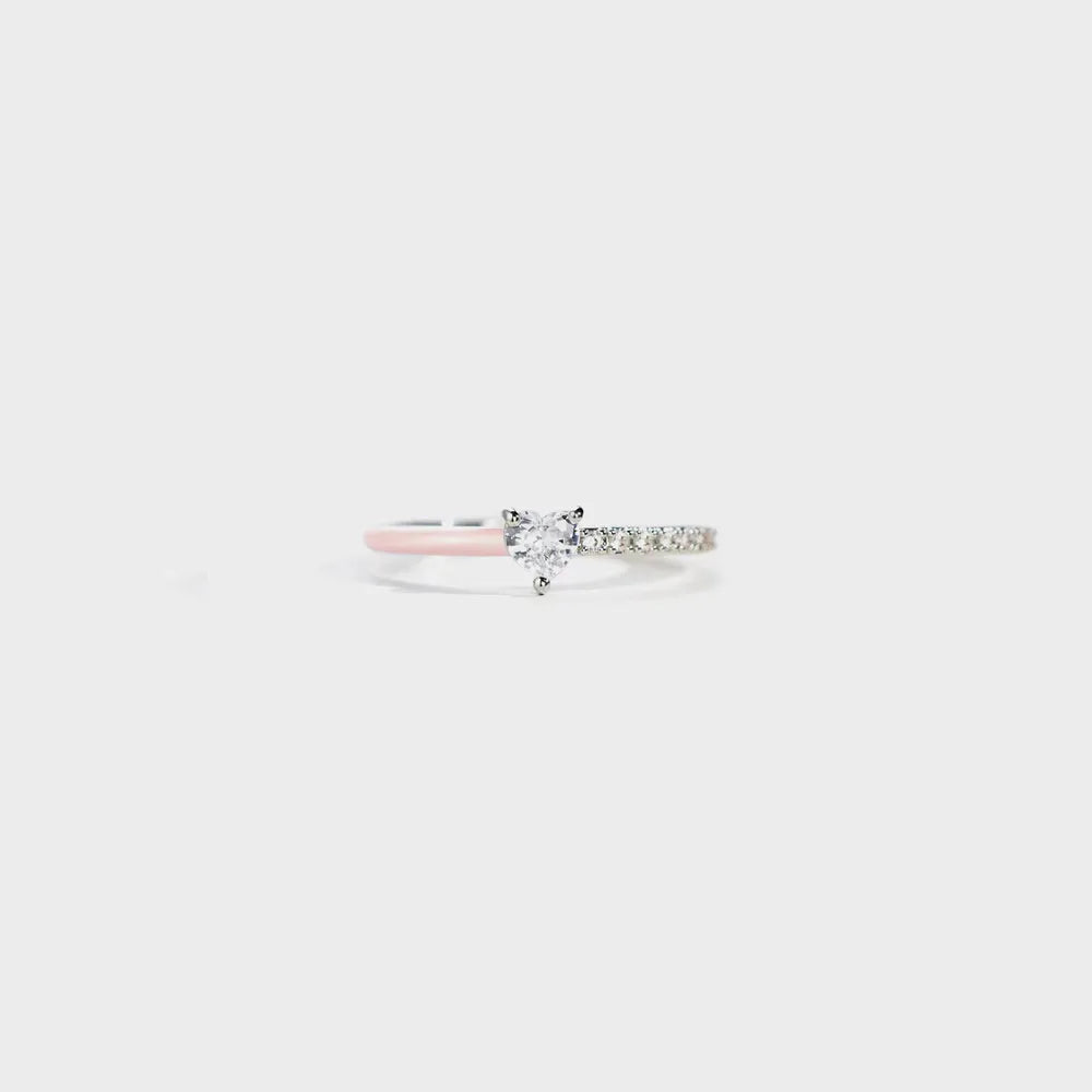 Heart Shape Inlaid Zircon Enamel Ring in Light Green - women's ring