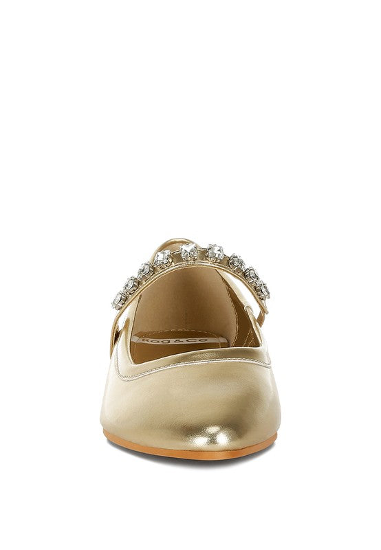 Diamante Metallic Ballerinas