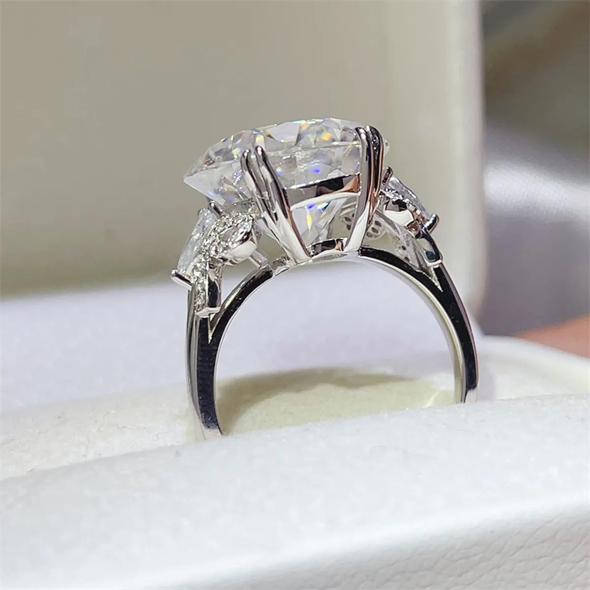 10 Carat Moissanite Sterling Silver Ring in White - women's ring