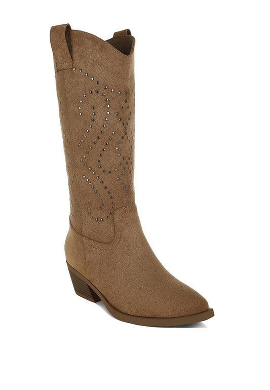 Studs Embellished Cowboy Boots