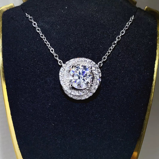 2 Carat Sterling Silver Moissanite Pendant Necklace in Silver - women's pendant necklace