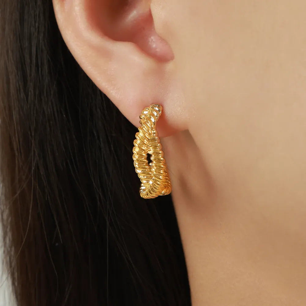 Titanium Steel Geometric Stud Earrings - alternate earring view