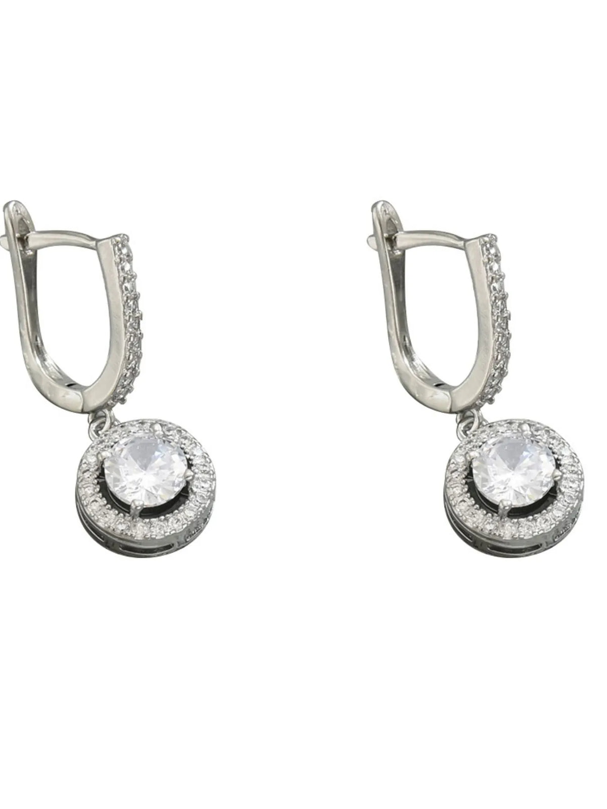 Stainless Steel Zircon Drop Earrings - alternate earring view