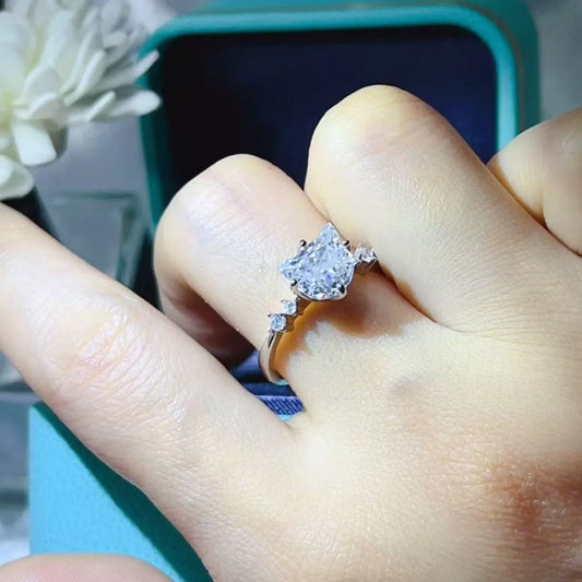 2 Carat Moissanite Sterling Silver Ring in Silver - women's ring