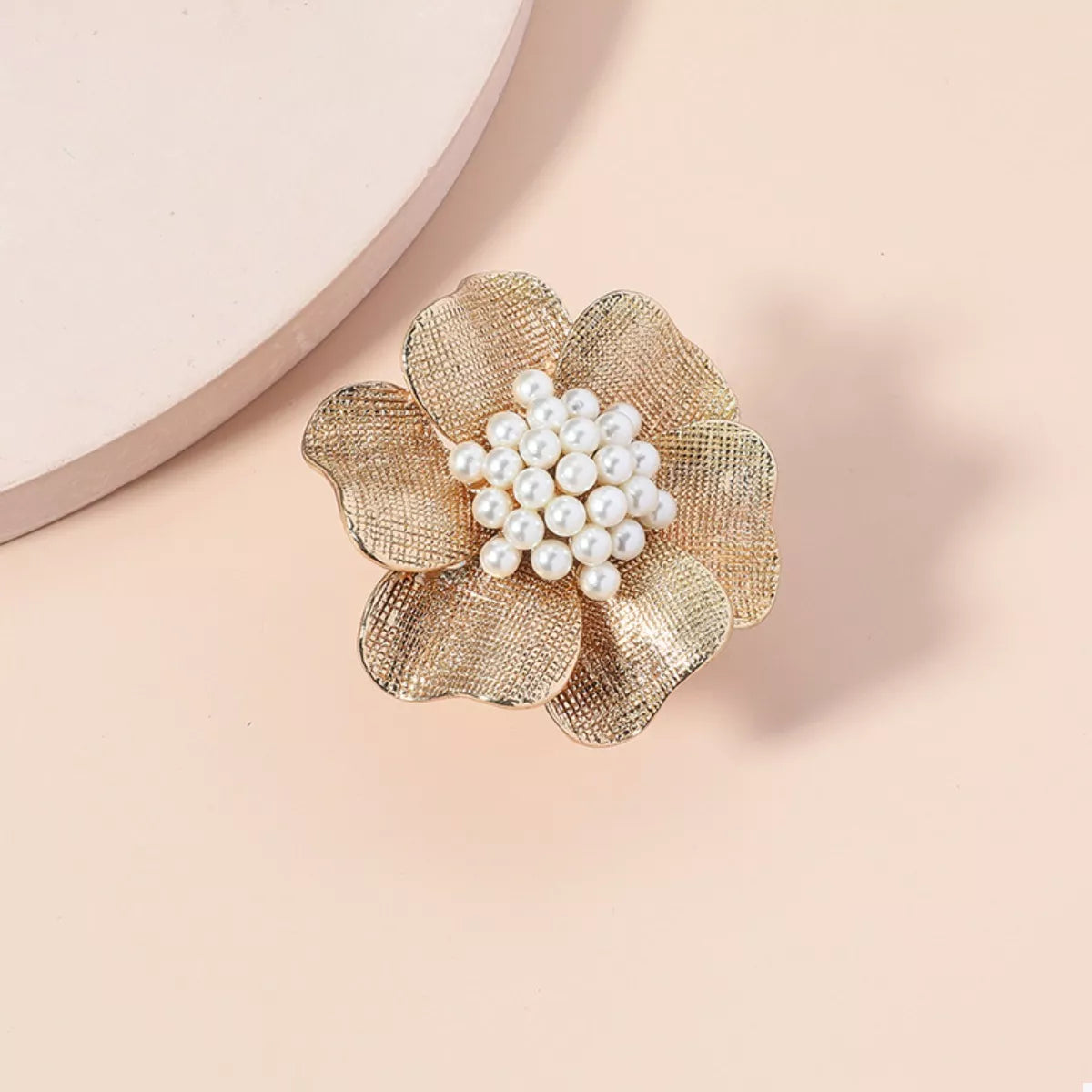 18K Gold-Plated Pearl Flower Ring - alternate ring view