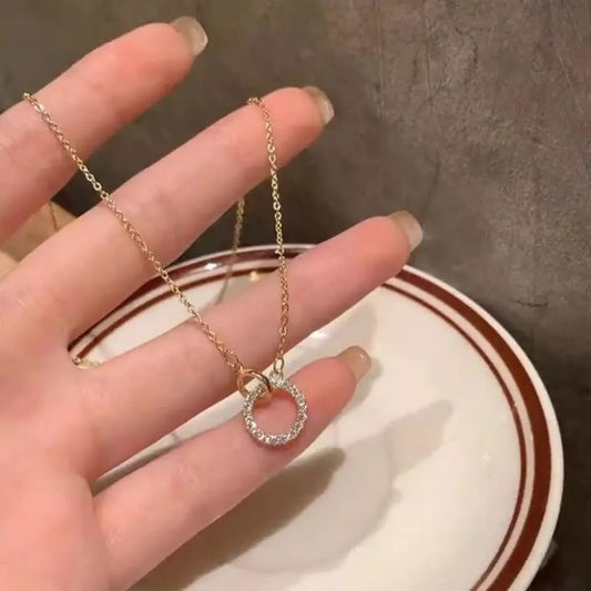 Sterling Silver Zircon Pendant Necklace in Gold - women's pendant necklace