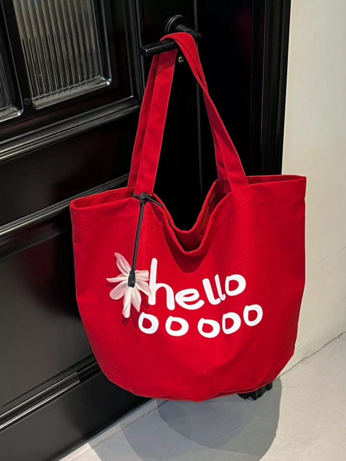 Letter Canvas Tote Bag in Red - women's tote bag