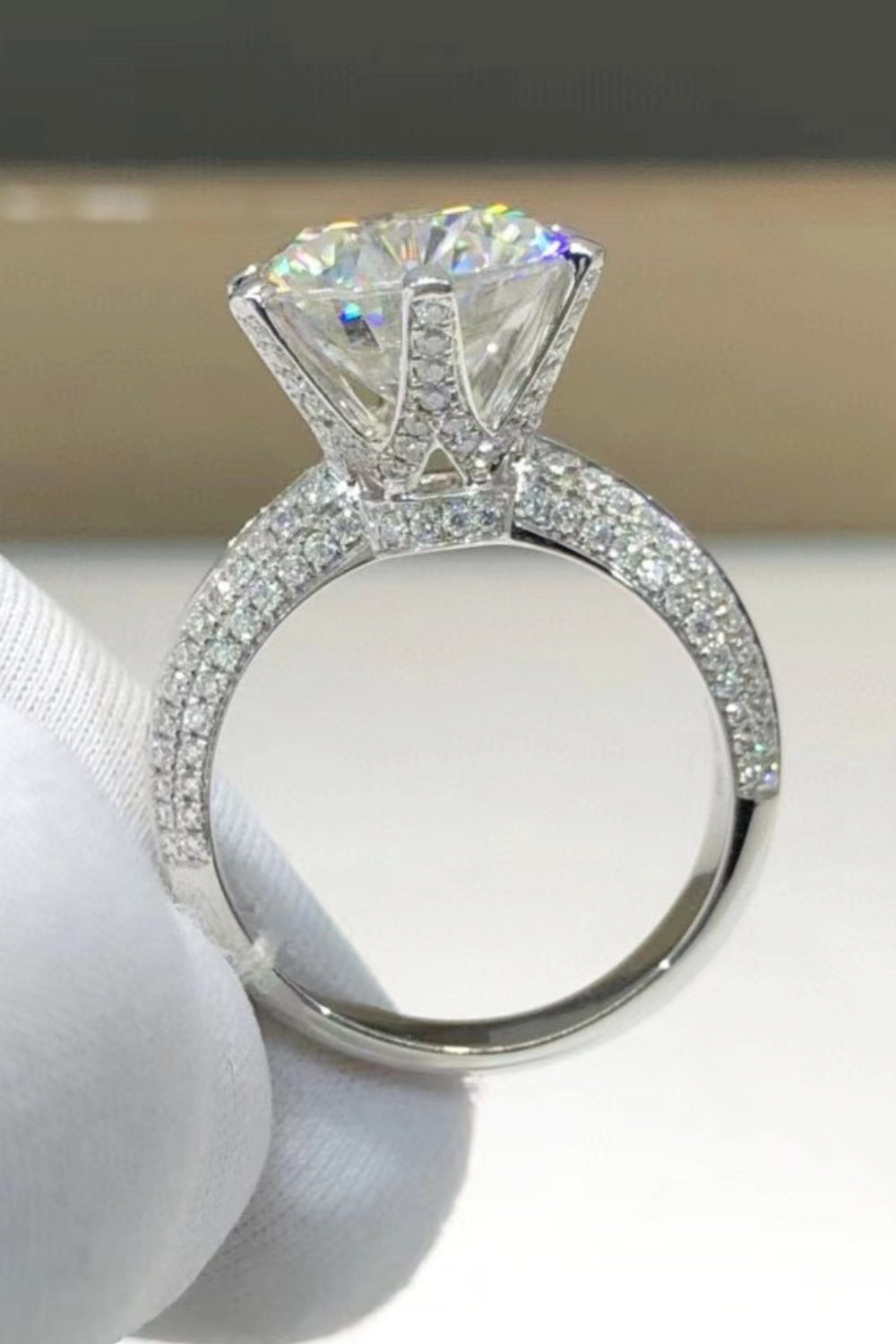 5 Carat Moissanite 6-Prong Ring in Silver - women's ring