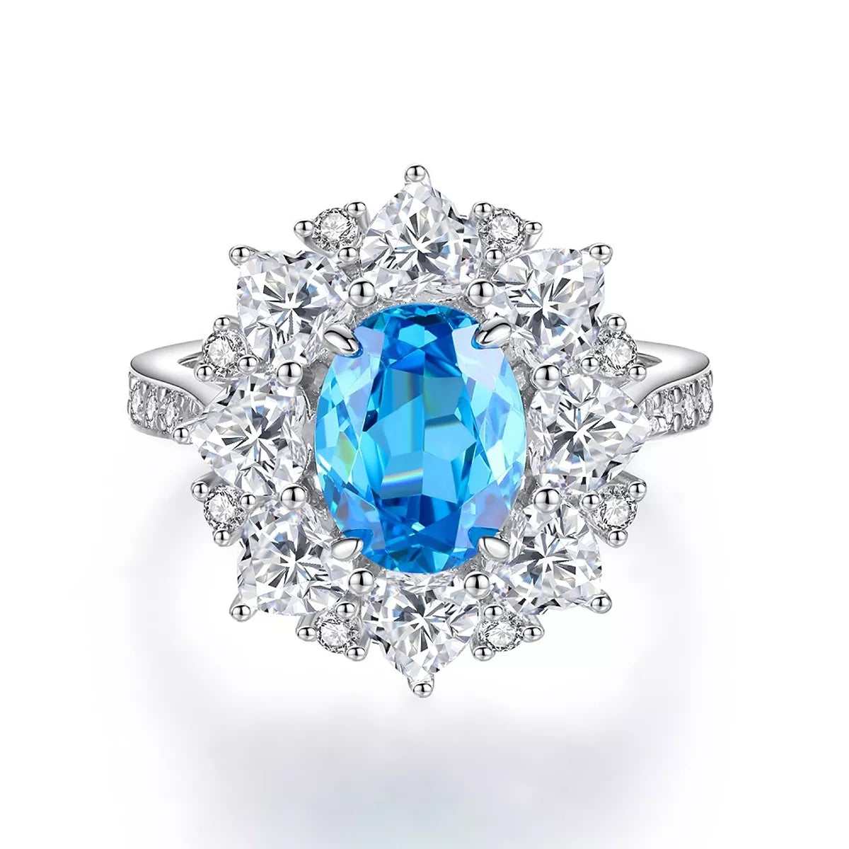 Sterling Silver Zircon Flower Ring in Green - women's ring