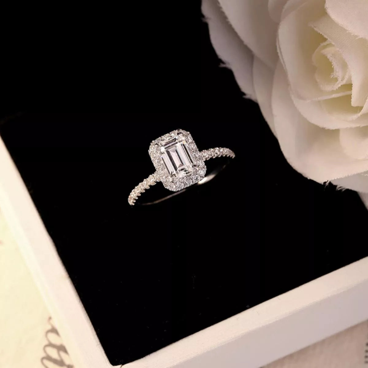 1 Carat Moissanite Sterling Silver Ring in Silver - women's ring
