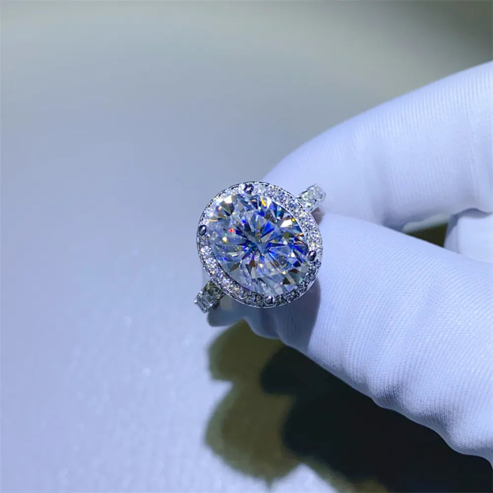 5 Carat Moissanite Sterling Silver Ring in Silver - women's ring
