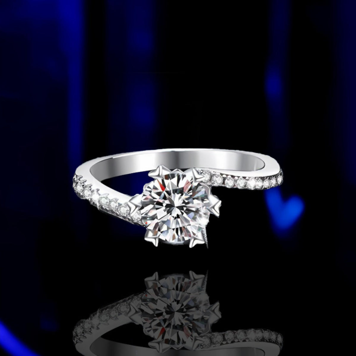 1 Carat Sterling Silver Moissanite Ring in Silver - women's ring