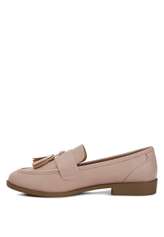 Faux Leather Tassel Loafers