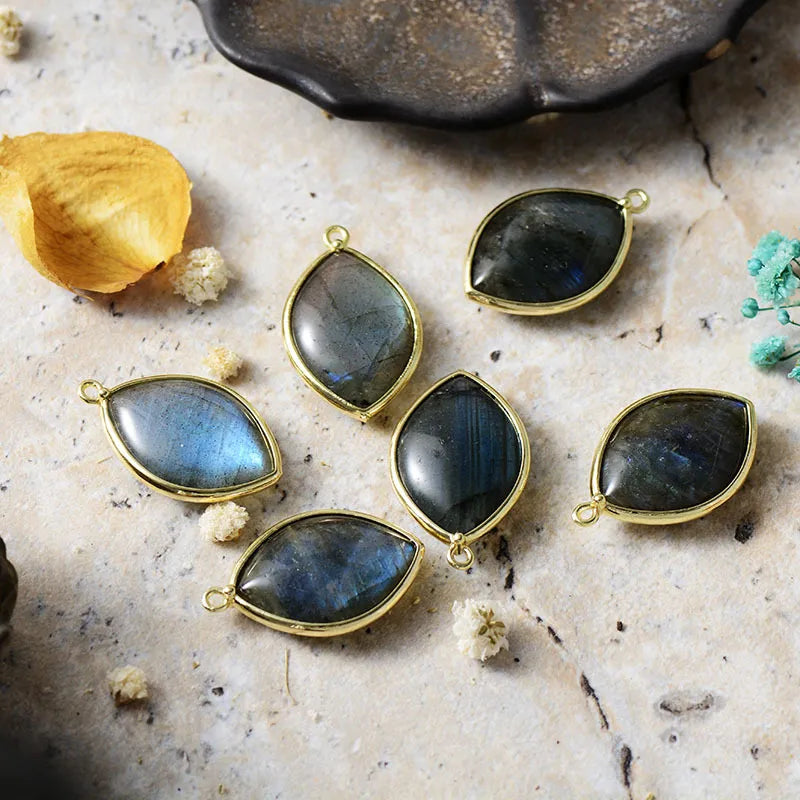 Copper Stone Teardrop Earrings - alternate earring view