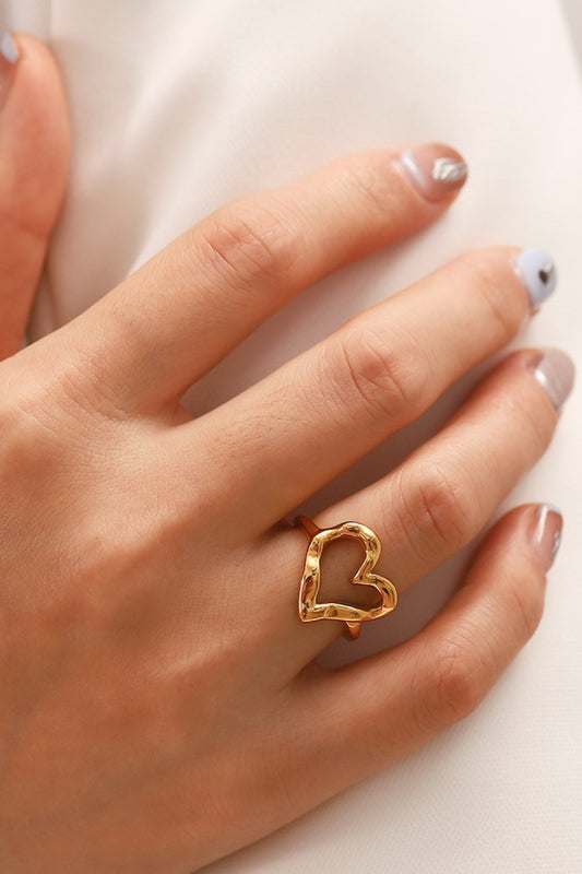 18K Gold-Plated Heart-Shaped Ring in Gold - women's ring