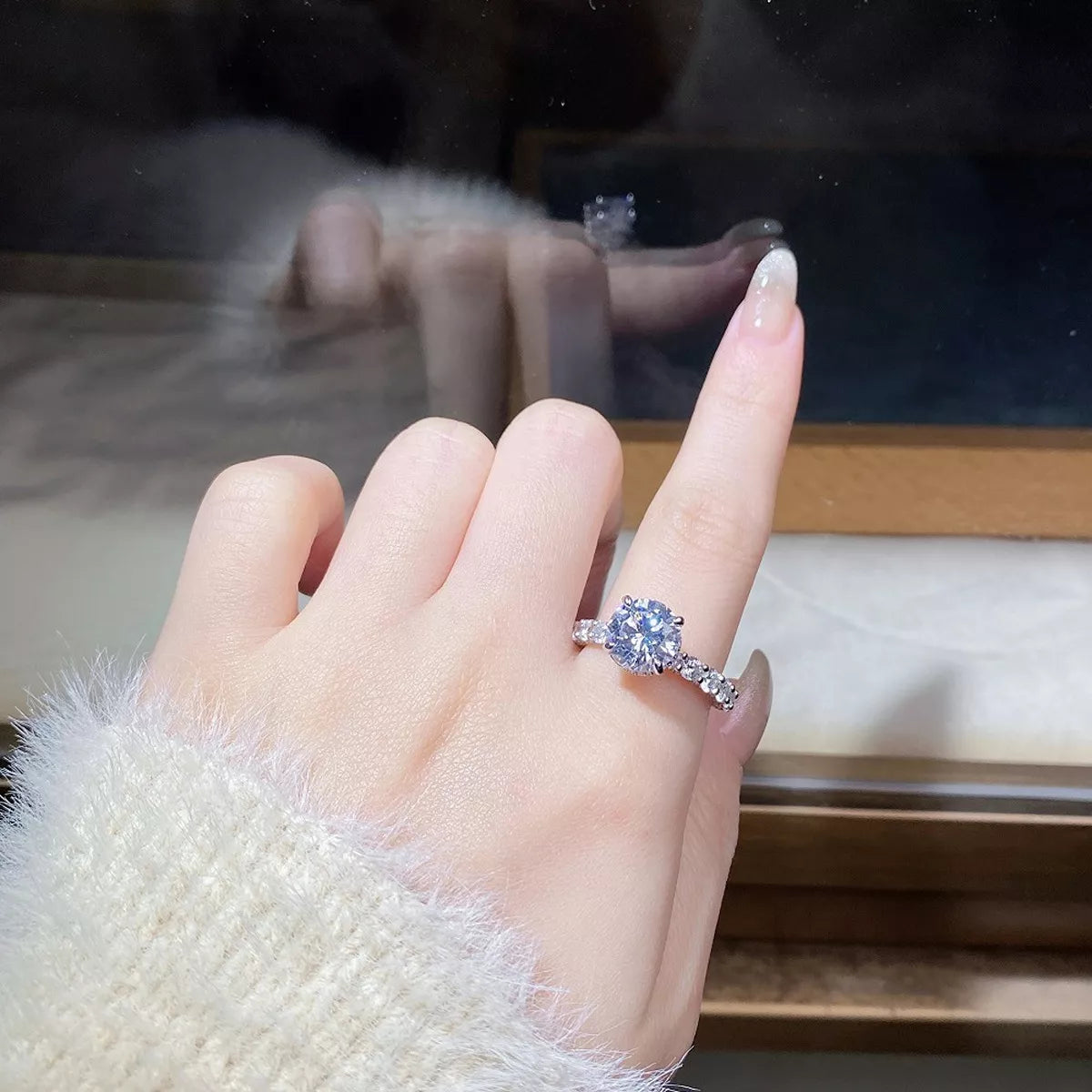 3 Carat Sterling Silver Moissanite Ring in Silver - women's ring