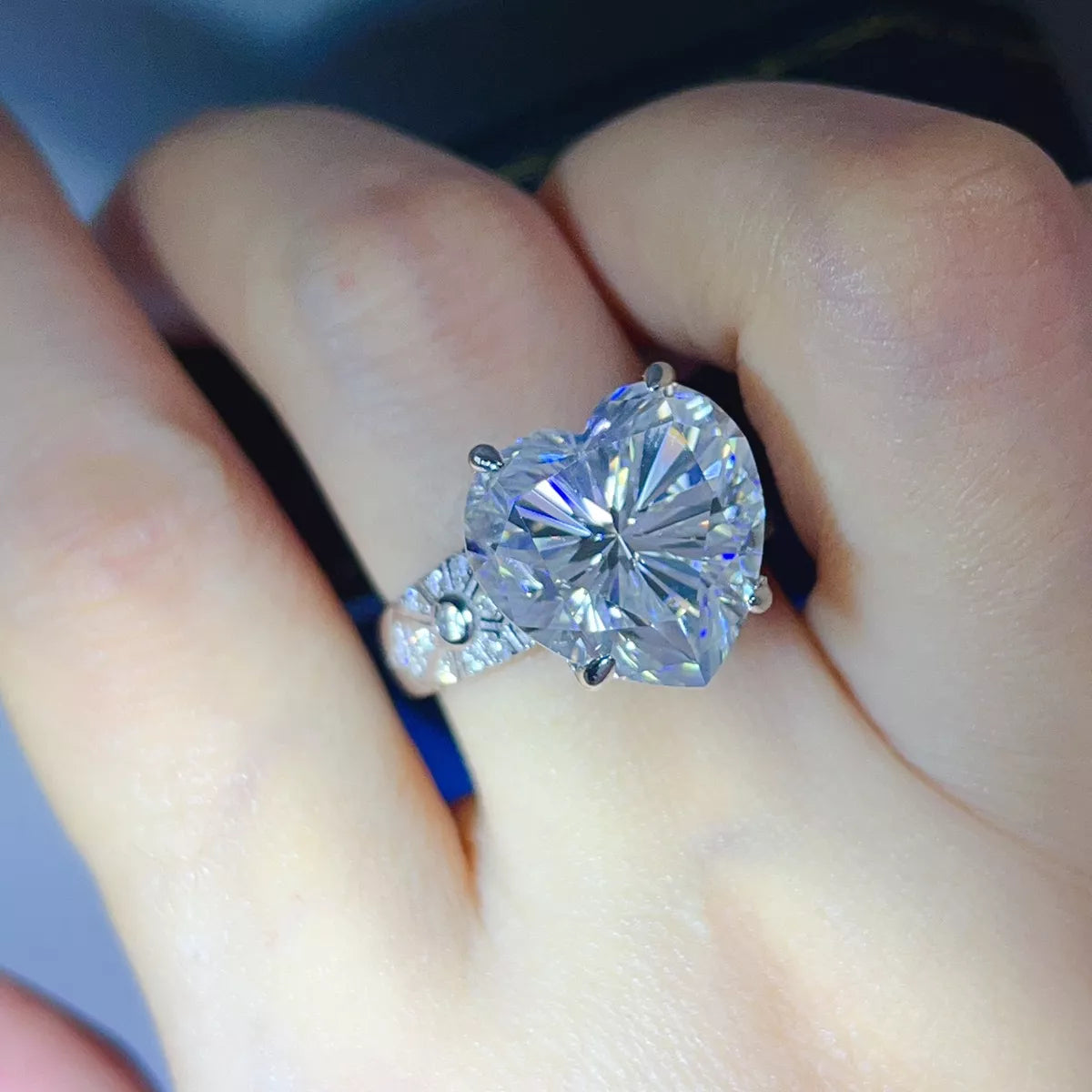 10 Carat Sterling Silver Moissanite Ring in Silver - women's ring