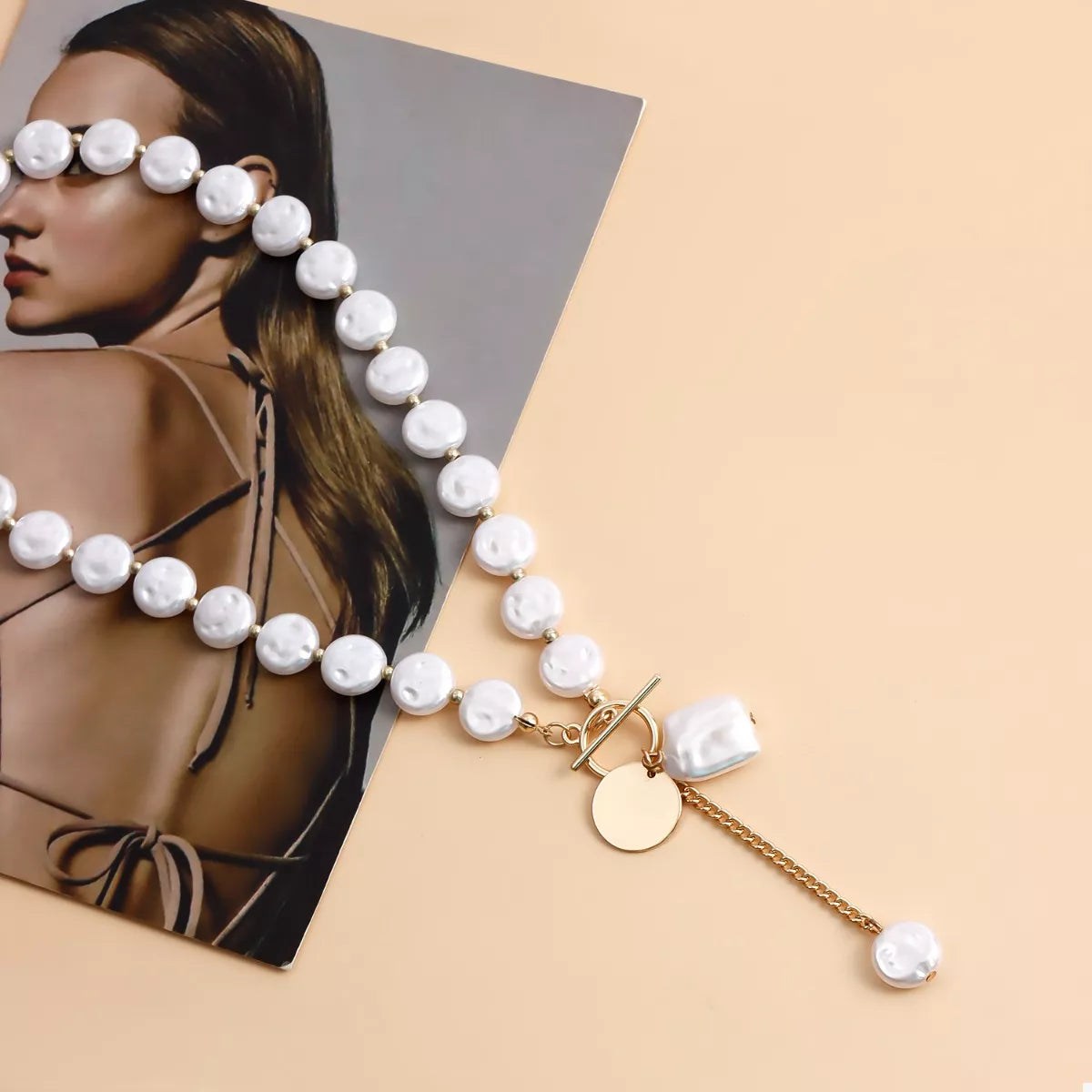 18K Gold-Plated Pearl Drop Necklace - alternate necklace view