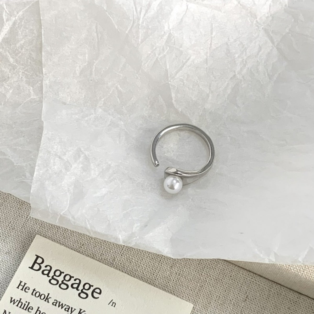 Pearl Accent Open Cuff Ring - alternate ring view