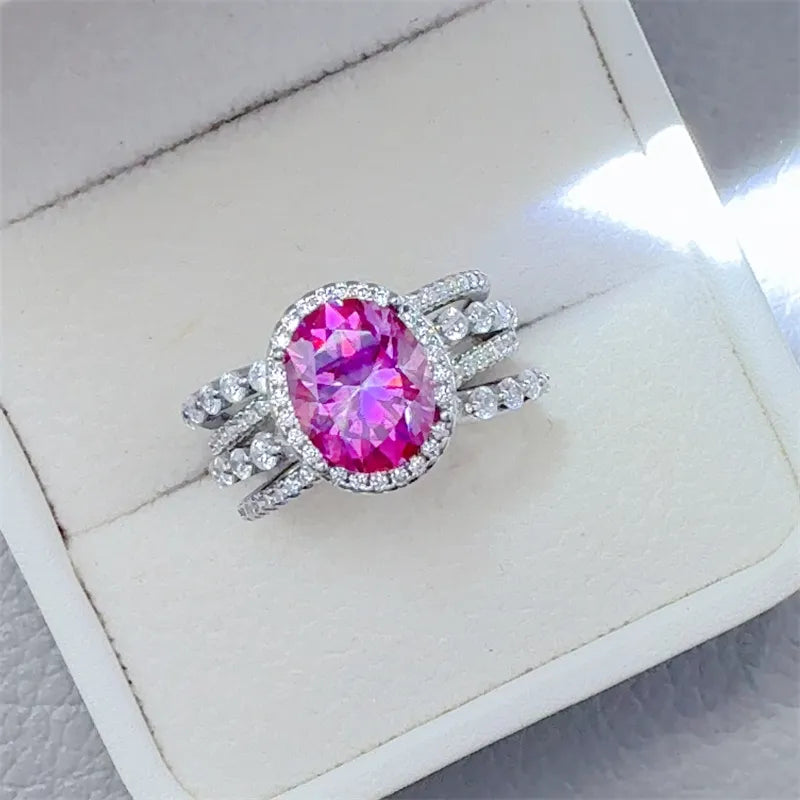 3 Carat Moissanite Sterling Silver Ring in Silver - women's ring