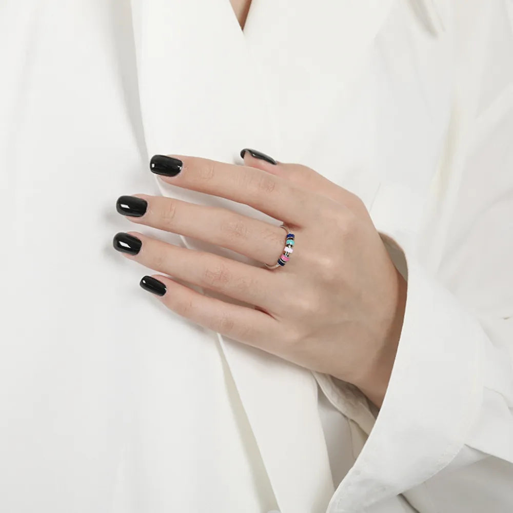 Sterling Silver Oil Drip Ring in Style C - women's ring