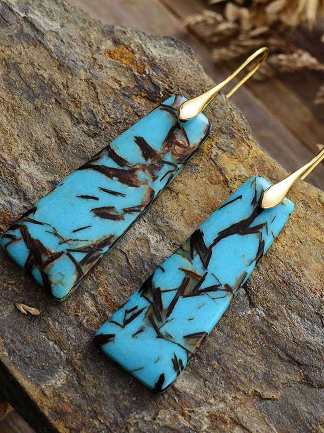 Geometric Shape Imperial Jasper Dangle Earrings in Multicolor - women's dangle earrings