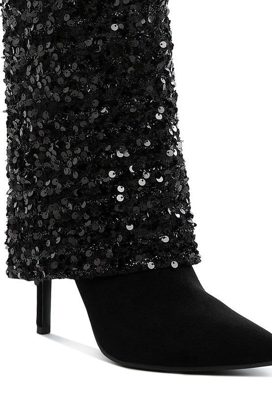 Sequinned Fold-Over Boots