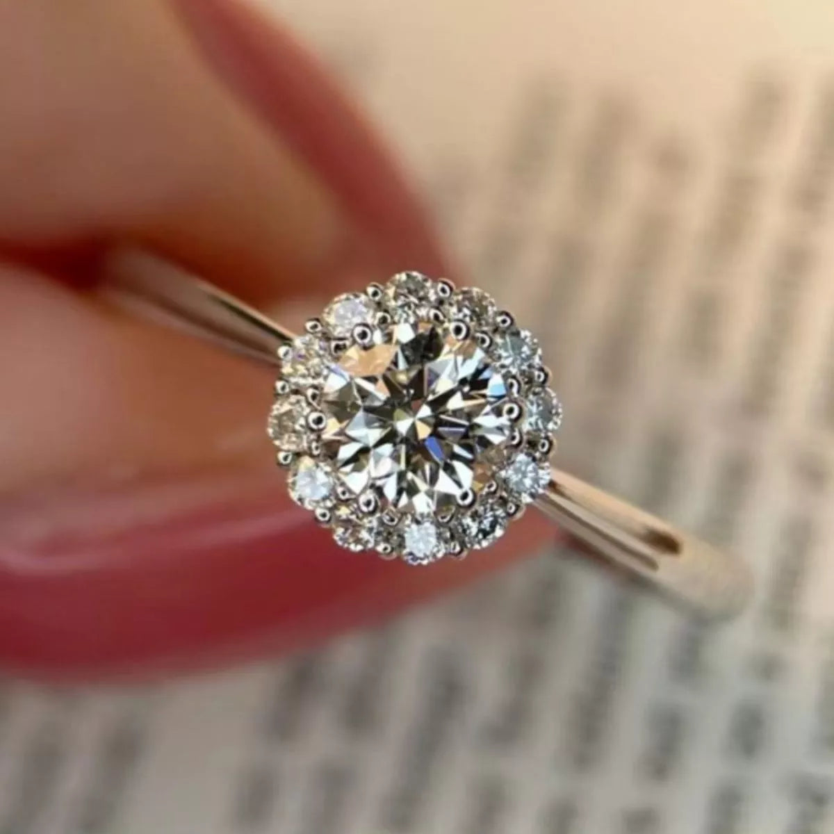1 Carat Sterling Silver Moissanite Flower Ring - alternate ring view