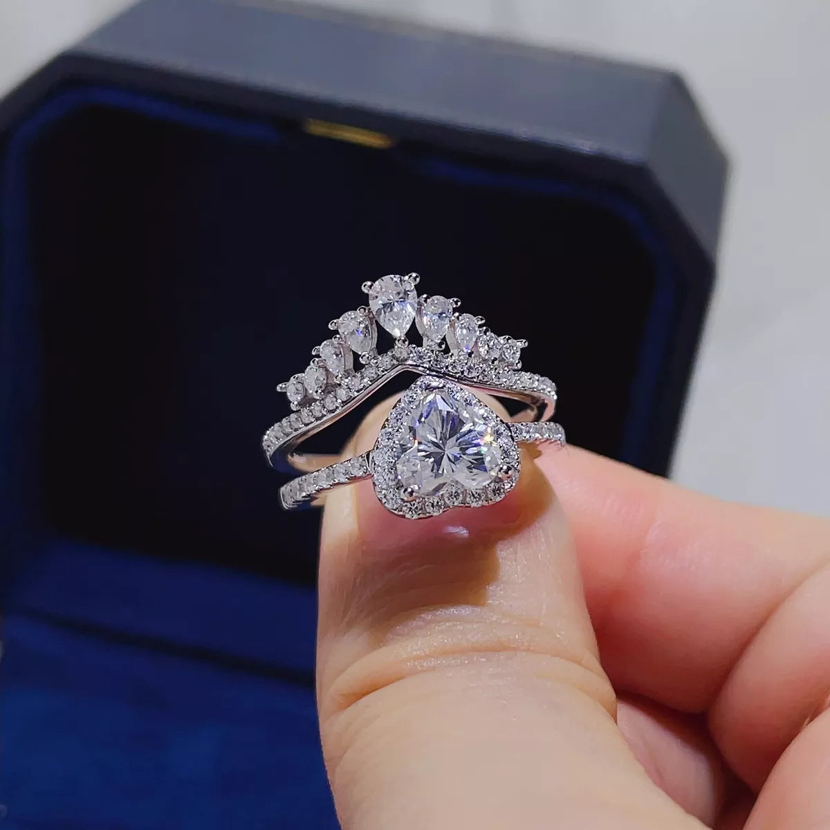 2 Carat Sterling Silver Moissanite Ring Set in Silver - women's ring