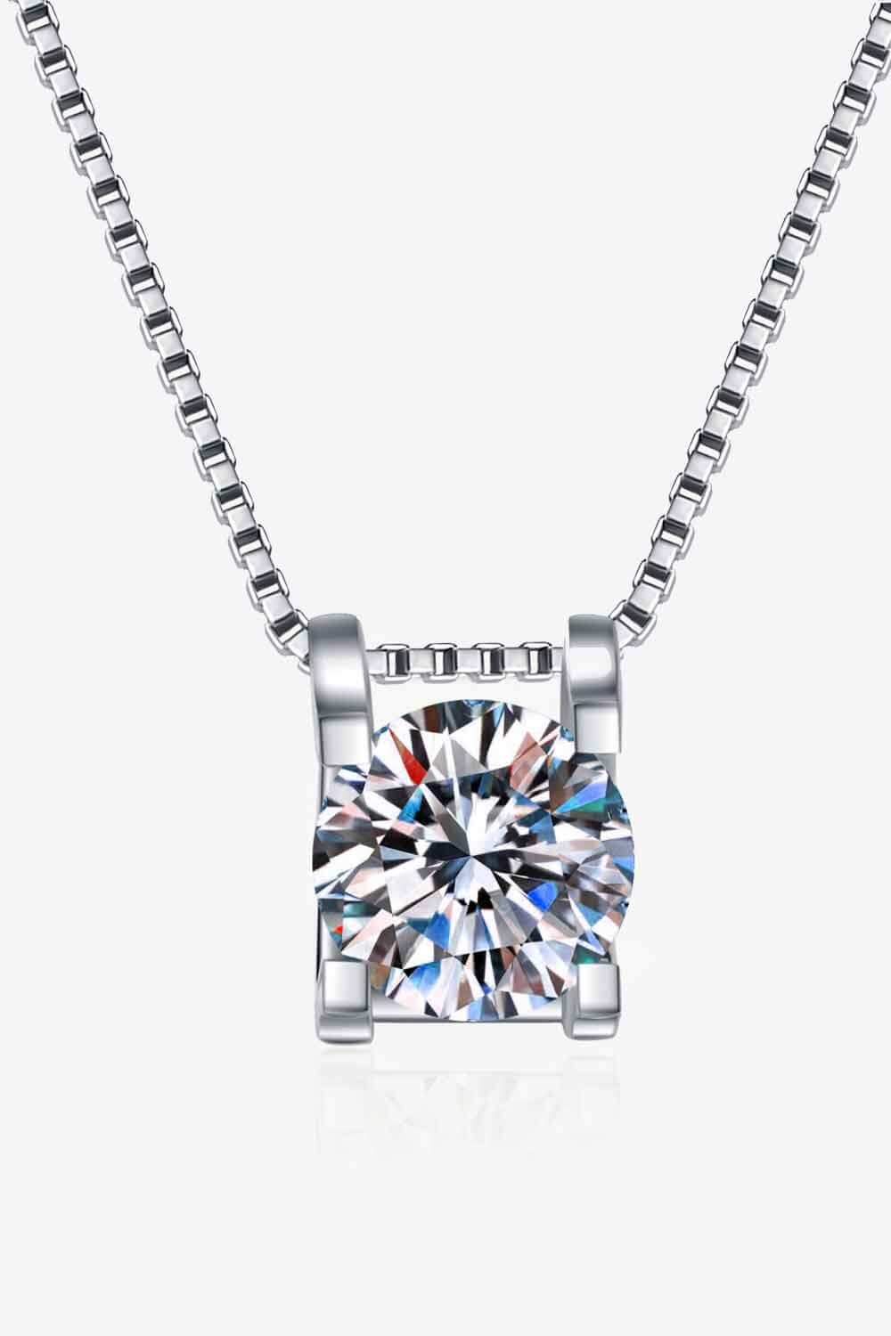 1 Carat Moissanite Sterling Silver Chain Necklace - alternate necklace view