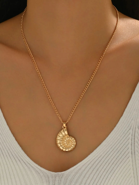 18K Gold-Plated Shell Pendant Necklace in Gold - women's pendant necklace