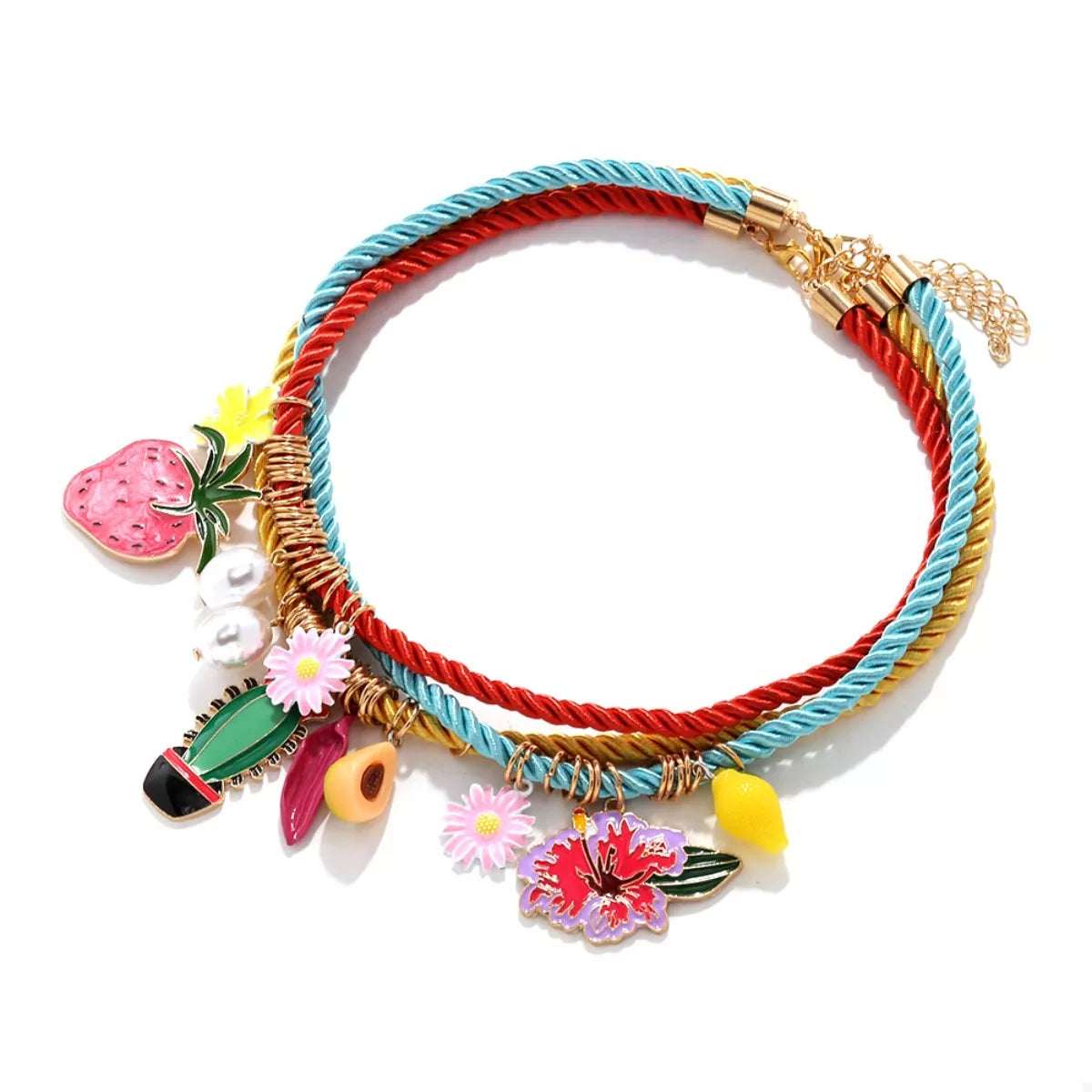 3 Piece Colorful Rope Charm Necklace - alternate necklace view