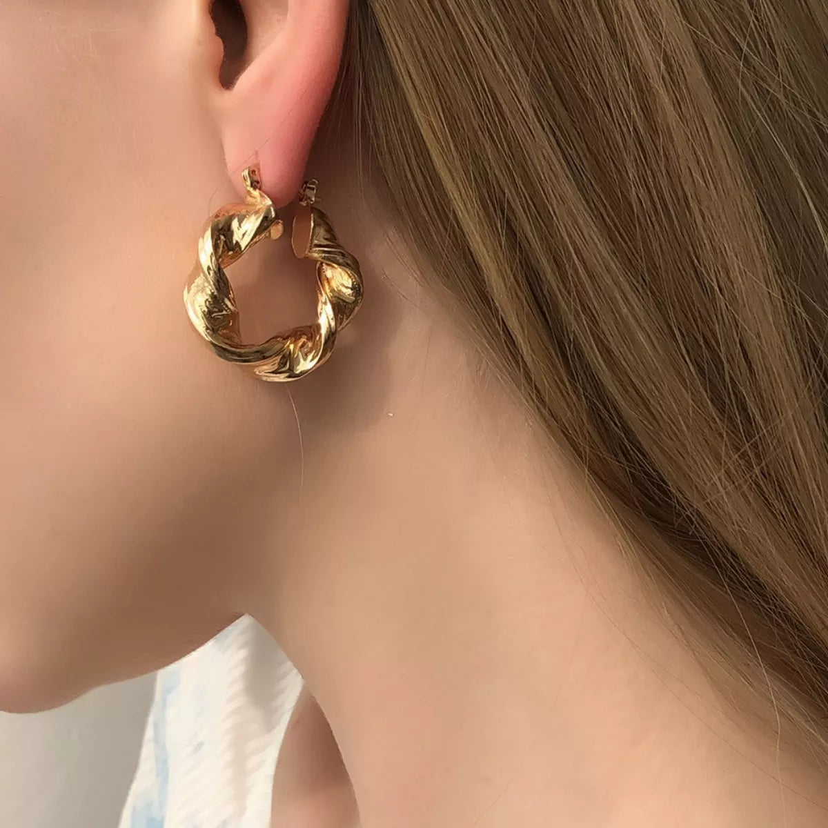 Textured Hoop Earrings in Silver - women's hoop earrings