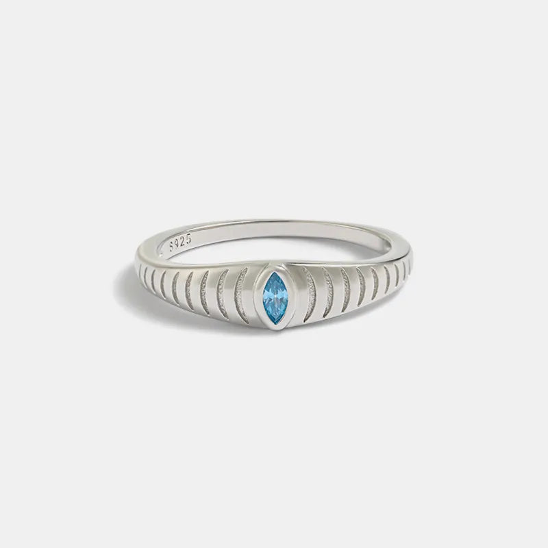 Sterling Silver Inlaid Zircon Ring in Silver - women's ring