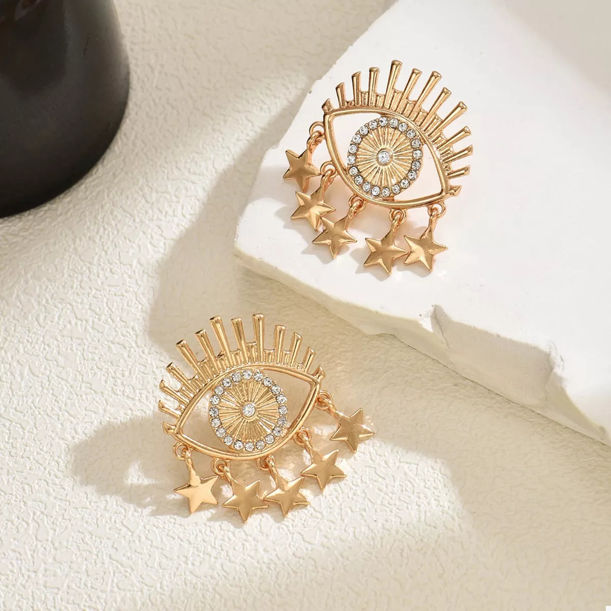 18K Gold-Plated Evil Eye Star Earrings in Gold - women's earrings