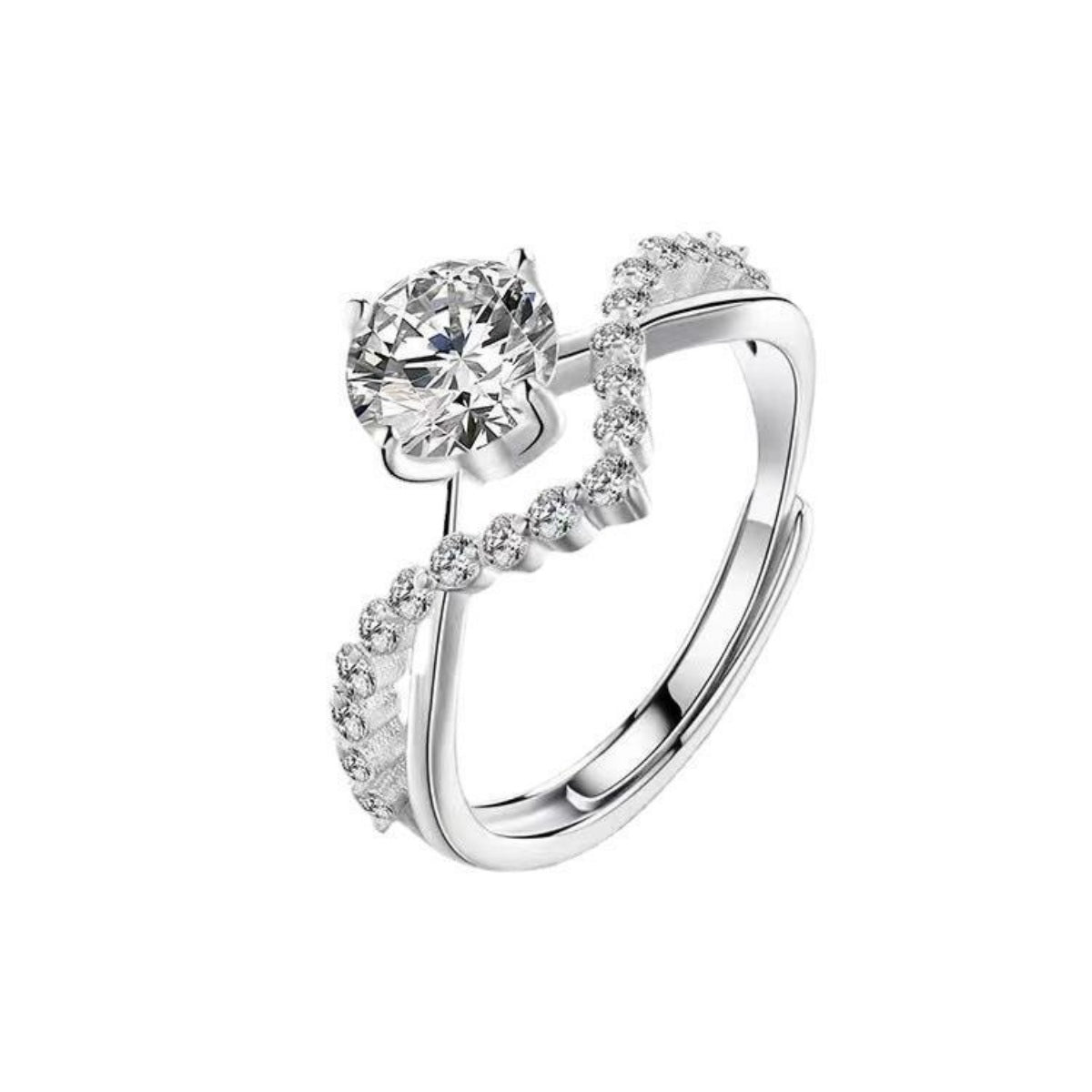 1 Carat Moissanite Sterling Silver Ring in Silver - women's ring