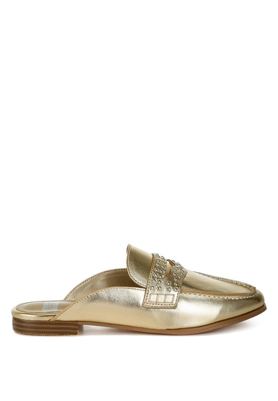 Stud Metallic Gold Mules