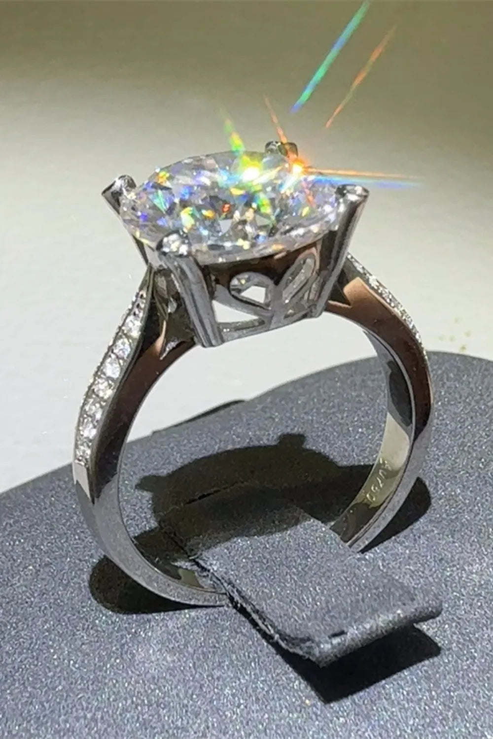 5 Carat Moissanite Sterling Silver Ring in Silver - women's ring