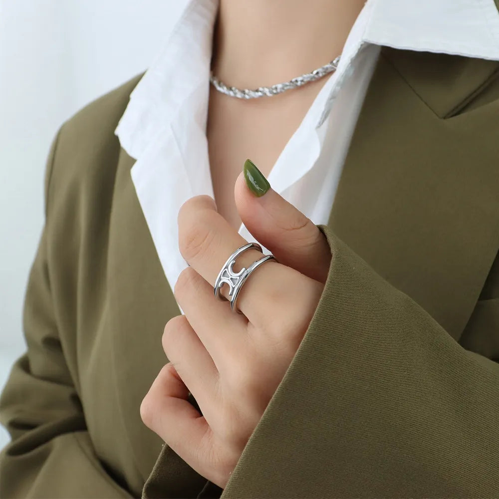 Titanium Steel Double-Layered Ring - alternate ring view