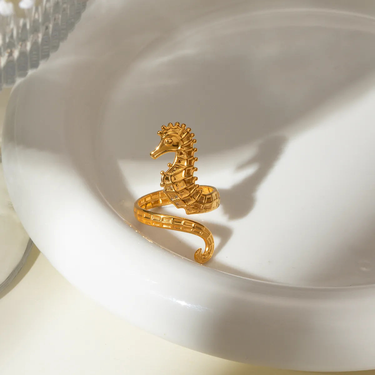 18K Gold-Plated Seahorse Wrap Adjustable Ring - alternate ring view