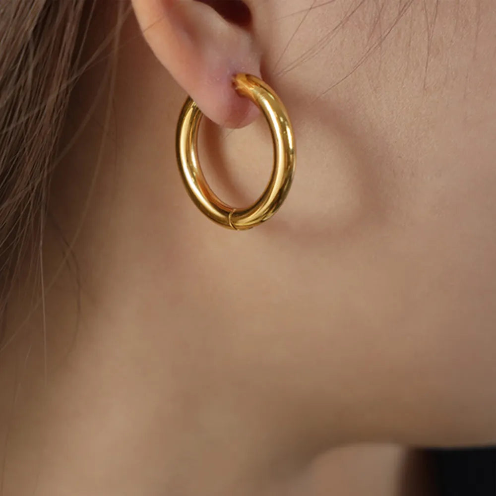18K Gold-Plated Huggie Earrings - alternate earring view