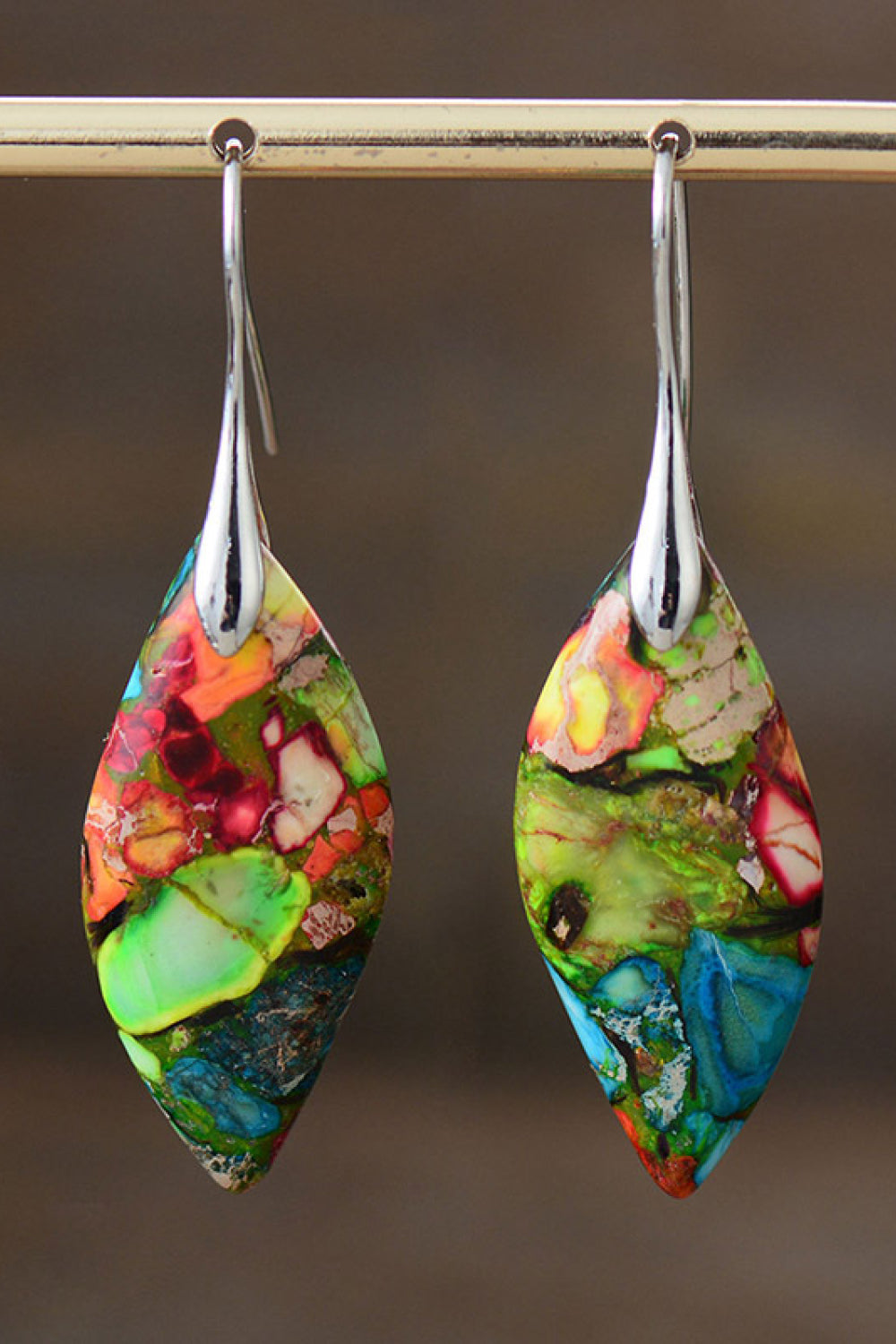 Handmade Natural Stone Dangle Earrings in Multicolor - women's dangle earrings