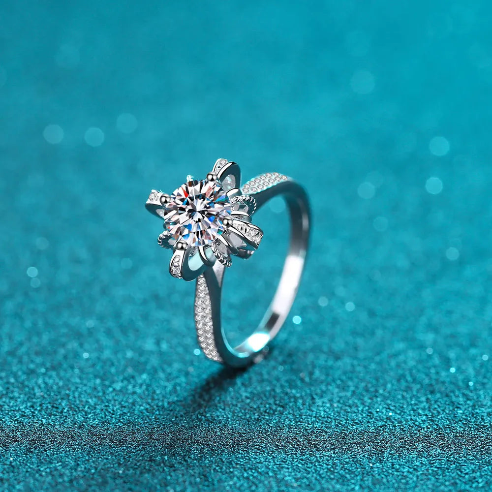 1 Carat Moissanite Sterling Silver Ring in Silver - women's ring