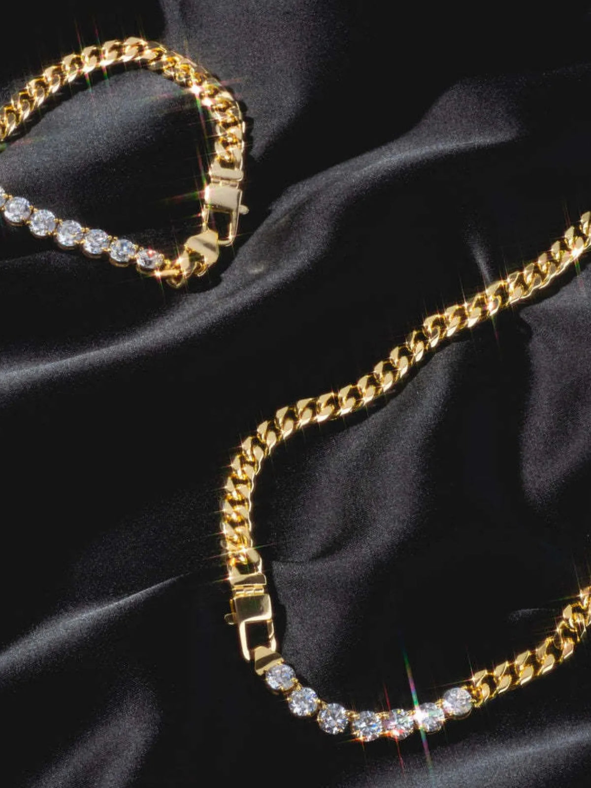 18K Gold-Plated Zircon Necklace and Bracelet Set - alternate necklace view
