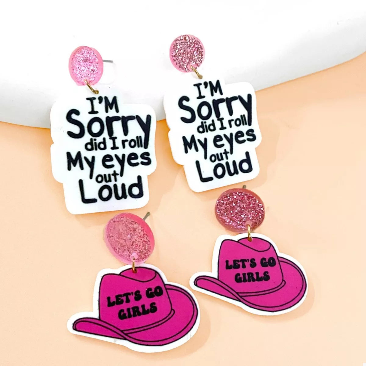 2 Pair Sequin Hat Dangle Earrings - alternate earring view
