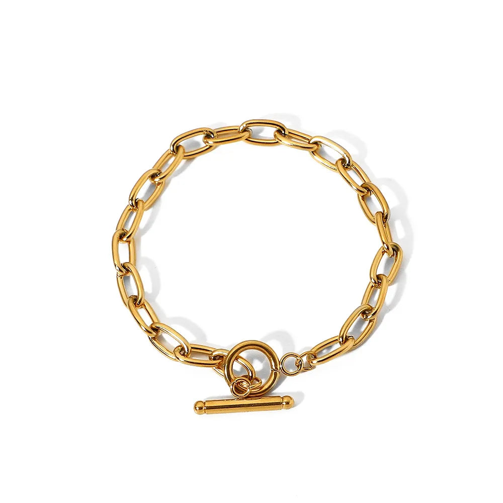 18K Gold-Plated Stainless Steel Toggle Chain Bracelet - alternate jewelry view